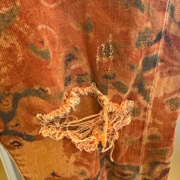 Anthrpologie Pilcro Orange Distressed & Patterned Straight Leg Pants - Picture 5 of 12
